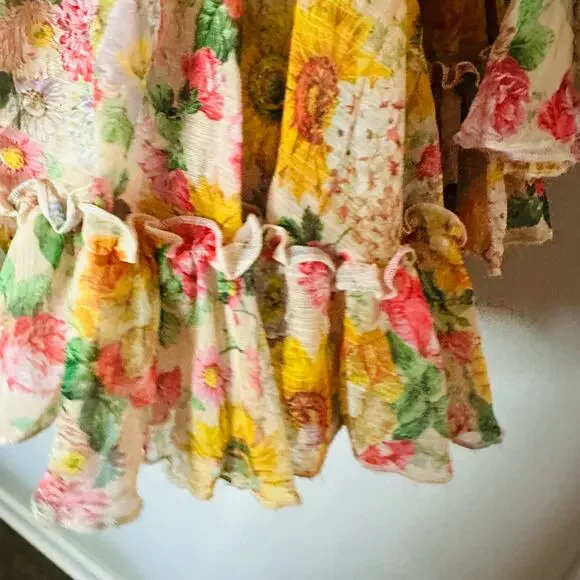 Mac Duggal 9174 Long Formal Multicolored Floral Print Chiffon Gown Dress Size 10